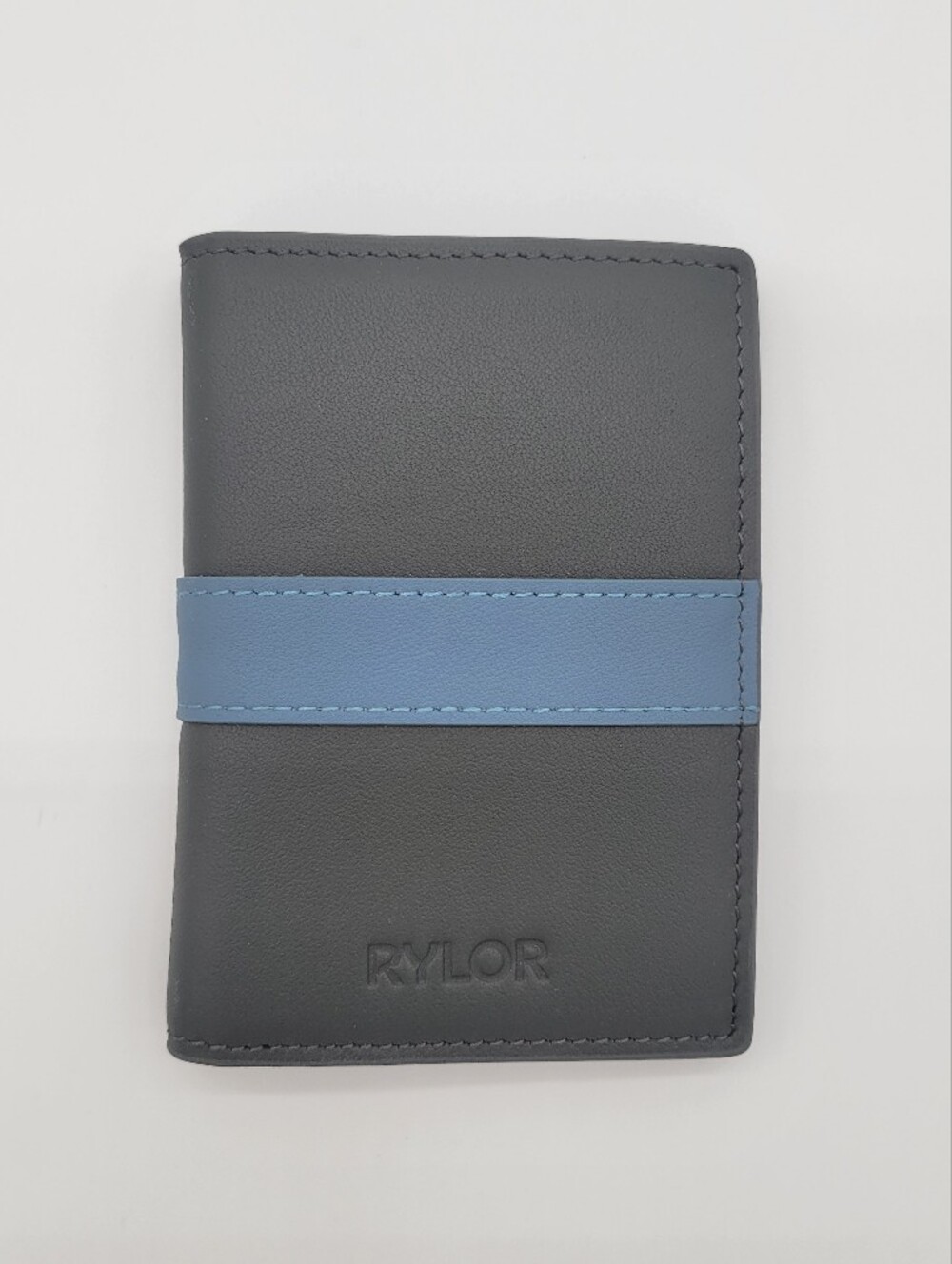 NWOTs! RYLOR Black Leather Cardholder Wallet with Blue Strap